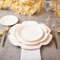 Plato de Presentación Blanco para Bodas, Vajilla de Lujo Hecha a Mano con Relieve, Diseño para Bodas, Venta al Por Mayor del Fabricante