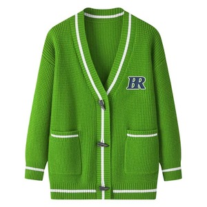 Suéter Cárdigan Varsity de Otoño para Hombre con Bordado de Letras Personalizadas, Manga Larga, Cuello en V, Algodón - Product Image 5