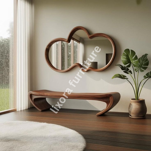 Modern Irregular <b>Wooden</b> Wall <b>Mirror</b> <b>Framed</b> Decorative <b>Mirror</b> for Home Interior - Product Image 4