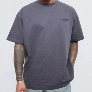 Camiseta Oversize para Hombre, Corte Cuadrado, Hombros Caídos, Algodón Grueso, Estilo Casual Urbano, Moda de Verano - Product Image 1