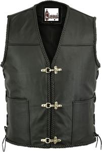 Gilet en cuir véritable de qualité supérieure pour homme, noir, style motard, vintage, respirant, gilet d'hiver, plusieurs fermetures éclair, durable - Product Image 3