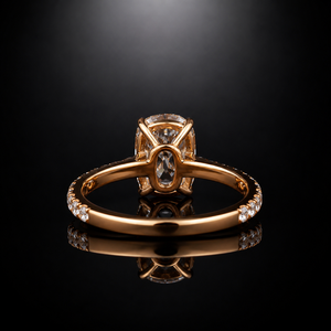 Bague de fiançailles en diamant de laboratoire taille coussin allongée de 3 carats, en or rose 14K 18K, pavée, solitaire, pour femme - Product Image 2