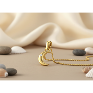 Collier Pendentif Croissant de Lune en Or 10K Personnalisé avec Diamant de Laboratoire VVS1 – Bijoux Célestes, Cadeau Idéal pour Elle – Vente en Gros Fabricant - Product Image 4