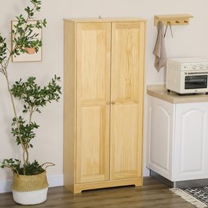 Armadio Dispensa Contemporaneo in Legno di Pino da 170 cm con Ante e Ripiani, Mobile Indipendente per Cucina e Sala da Pranzo - Product Image 2