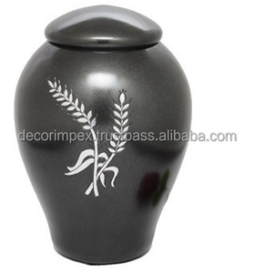 Urne de crémation de feuilles de conception unique. Il est souvent décrit comme une urne funéraire pour les cendres humaines, avec une finition verte - Product Image 2