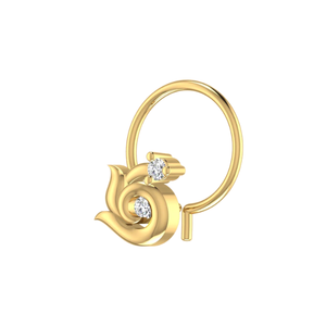 เครื่องประดับจมูกทอง 14K ลายดอกไม้ ดีไซน์สวยงาม สำหรับผู้หญิง สไตล์ชาติพันธุ์ ประดับเพชรธรรมชาติ 0.03 กะรัต - Product Image 4