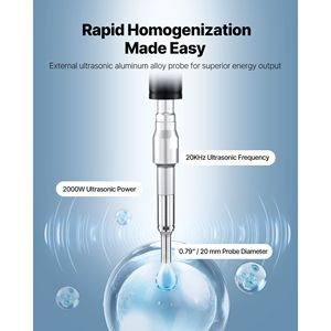 Omogeneizzatore a Ultrasuoni 2-in-1, Potenza 2000W, Frequenza 20KHz, Sonda in Lega di Titanio da 0,79 Pollici, Timer Continuo, Tre Funzioni a Impulsi - Product Image 3