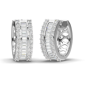 Elegantes Pendientes de Diamantes Cultivados en Laboratorio, Oro de 10K, 14K, 18K, Platino, Plata, Corte Baguette, Pendientes Huggie, Joyería de Lujo Brillante - Product Image 1