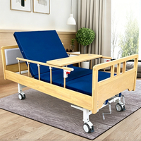 Lit de soins à domicile en bois Givisen - Lit de soins manuel premium à 2 fonctions avec personnalisation de la table à manger.