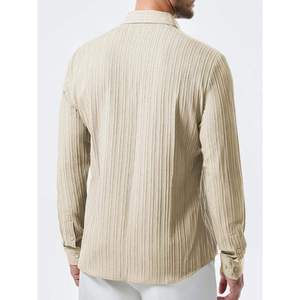 Chemise de plage unie à manches longues en polyester/coton anti-plis pour homme, col boutonné, poche, grandes tailles XL-6XL – Meilleure vente - Product Image 2