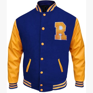 Custom Chenille Patches Logo Letterman Varsity Winter Men's Baseball Jackets Leather Sleeves Stand Collar Waterproof Reversible - Product Image 1