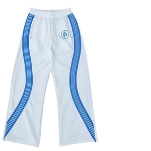 Pantalon de survêtement à rayures à logo personnalisé OEM Pantalon de survêtement baggy ample surdimensionné en tricot de coton pantalon de survêtement évasé pour hommes - Product Image 1