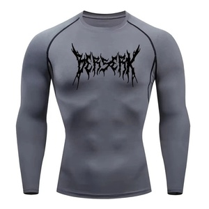 <b>Men's</b> Customize Long Sleeve Rashguard BJJ MMA Muay Thai Grappling Compression 4-Way <b>Stretch</b> Polyester Spandex Sublimation - Product Image 3