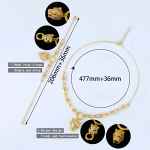Set di Gioielli di Alta Qualità con Testa di Leopardo Placcata in Oro 21k, Design a U con Zirconia, Set di 2 Pezzi all'Ingrosso - Product Image 6