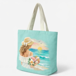 Sac de shopping en toile brodé avec logo personnalisé, grande capacité, réutilisable, en coton, robuste, sac écologique pour femmes - Product Image 3