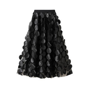 Falda midi texturizada para mujer, de cintura alta elástica, elegante, con gran vuelo, para fiesta, falda llamativa - Product Image 4