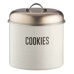 Modern Cylinder Metal <b>Cookie</b> <b>Jar</b> With Airtight Lid Minimalist Kitchen Storage Container For Freshness Preservation - Product Image 1