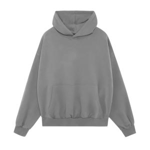 Conjunto de Sudadera con Capucha Oversize y Pantalones Cortos de Algodón French Terry Gris Sólido, Ropa Casual de Otoño Unisex - Product Image 3
