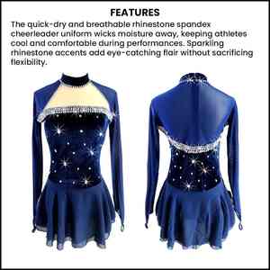 Combinaison de couleurs vibrantes Tissu léger à séchage rapide avec motif artistique en cristal Strass Uniforme de cheerleading - Product Image 6