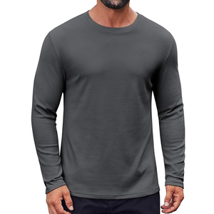 T-shirt à manches longues en coton de haute qualité pour hommes, col rond basique uni, impression personnalisée, fabricant OEM ODM - Product Image 6
