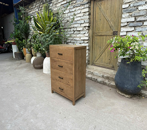 Solid Wood 5 Drawer Dresser Rustic <b>Storage</b> Cabinet Brown Wooden <b>Chest</b> for Bedroom Living Room - Product Image 5