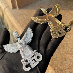 Eagle Moissanite <b>Pendant</b> 925 <b>Silver</b> Gold Plated Hip Hop Charms Everyday Wear Rapper Bling <b>Pendant</b> Custom <b>Initial</b> Letter <b>Pendant</b> - Product Image 6
