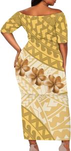 Vestido Puletasi Samoano Personalizado de Manga Midi, Estilo Polinesio Informal, Color Blanco Tribal, para Mujer, Talla Grande, Camisa, Falda, Yukata para Verano - Product Image 4