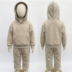 Wholesale Customize Simple Kids Tracksuits Sets Breathable Winter Plus Size Two Piece Hooded Solid High Quality - Product Image 1
