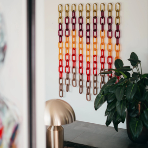 Décoration murale en chaîne de maillons en bois faite à la main de haute qualité avec fonction de suspension pour mariage - Design Art Déco - Product Image 1