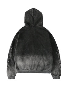 Sweat à capuche en polaire avec strass et lavage à l'acide pour une tenue de course décontractée et confortable ou une tenue quotidienne de streetwear décontractée - Product Image 2
