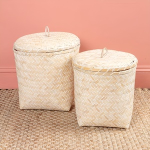 Cesto pequeño de bambú tejido sostenible para guardar ropa de bebé, el más económico, cestas de lavandería naturales. - Product Image 1