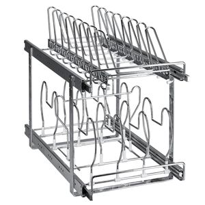 2-Tier Expandable Pull-Out Cabinet Organizer Adjustable Wire Dividers Pan Pot <b>Rack</b> for Cookie Sheet <b>Baking</b> Pans Tray <b>Racks</b> - Product Image 1