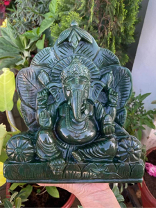 Estatua de Ganesha de Jade Verde Natural Tallada a Mano, Ídolo del Dios Hindú, Decoración Espiritual para el Hogar, Regalo para Altar de Meditación, Proveedor Mayorista - Product Image 1