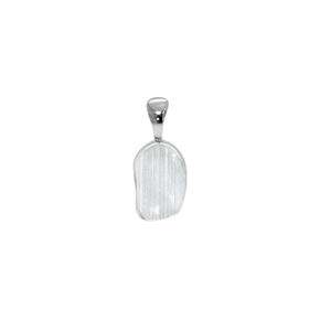Premium 925 Sterling Silver Fine Pendant Charm Selenite Gemstone Rough Cut Spring <b>Lock</b> Bezel Setting <b>Cable</b> Chain Adjustable - Product Image 1