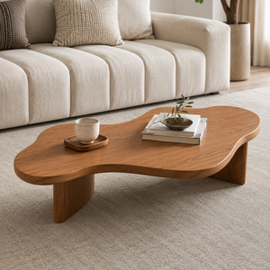 Freeform Wooden Coffee <b>Table</b> with Curved Organic Shape Low Center <b>Table</b> for Modern <b>Sofa</b> Lounge Furniture Supply - Product Image 3