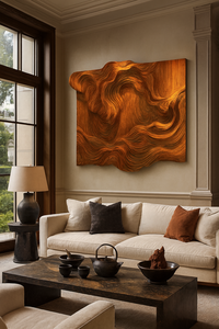 Sculpture murale unique de style Art Déco, décoration murale suspendue, artisanat en bois, œuvre d'art, sculpture murale artisanale - Product Image 5