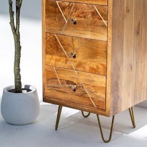 Commode à tiroirs en bois Vandana Vesta Mira Elegance, meuble de rangement moderne en bois massif pour chambre à coucher - Product Image 3
