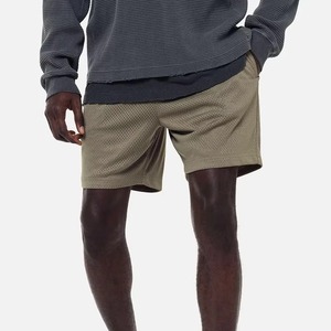 Men's Solid Color Knitted Canvas Bermuda Shorts Mid Waist Drawstring Closure Breathable Eco-Friendly Quick Dry Front OEM Service - Product Image 2