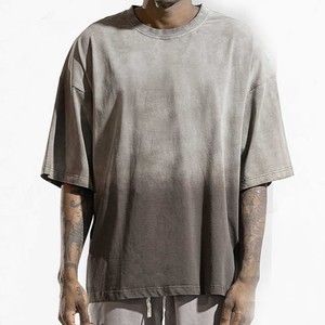 Camiseta de Manga Corta con Cuello Redondo y Estampado Tie-Dye para Hombre, de Color Sólido, Tejido de Algodón, Estilo Urbano, Largo Regular, OEM ODM - Product Image 4