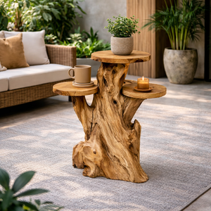 ARTERRA Soporte de exhibición de lujo hecho a mano con raíz de teca orgánica, ecológico y rústico, para interior/exterior, para Diwali - Product Image 3