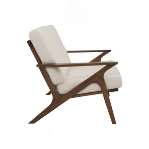 Contemporary Modern Solid <b>Wood</b> <b>Frame</b> Walnut Finish Two Seat <b>Sofa</b> White Furry Fabric Upholstery Foam Comfortable Living Room - Product Image 2