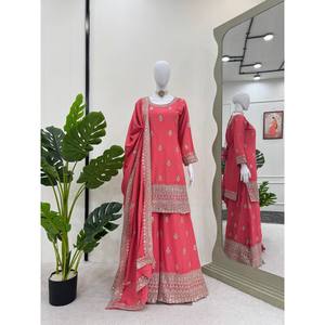 Conjunto de Traje de Fiesta de Satén Amarillo para Mujer, Talla XL, con Hilo y Lentejuelas, Prenda Elegante para la Noche - Product Image 3