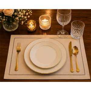Premium Cotton Linen <b>Placemat</b> Set | Washable Woven <b>Table</b> Mats | Eco-Friendly Dining <b>Table</b> <b>Placemat</b> <b>for</b> Home, Hotel & Restaurant - Product Image 1