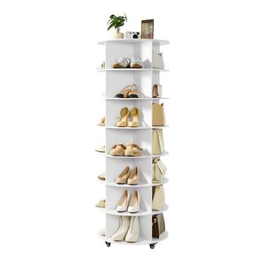 Zapatero giratorio de 7 niveles con ruedas, torre organizadora giratoria 360 grados tipo carusel Lazy Susan para armario - Product Image 6