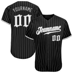 Maillot de baseball personnalisé à rayures noires, séchage rapide, respirant, nom de l'équipe, numéro du joueur, vêtements de sport - Product Image 1