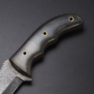 Couteau de chasse droit non réglable en acier Damas de qualité industrielle, fait main, manche en Micarta, 3 mm, 10 pouces, Drop Point - Product Image 2