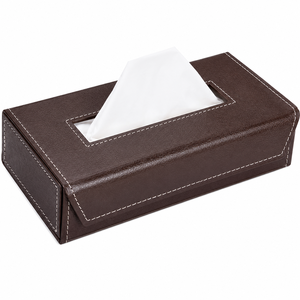Boîte à mouchoirs en cuir avec logo personnalisé, porte-serviettes rectangulaire, distributeur de mouchoirs pour hôtel, bureau, décoration de la maison - Product Image 1