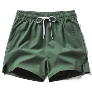 Pantalones cortos de secado rápido de color sólido para hombre con cintura elástica y cierre con cordón, ropa informal para exteriores - Product Image 4