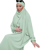 Kadınlar İçin Toz Mavi İşlemeli Abaya Müslüman Tesettür Elbise Dubai Tarzı İslami Kaftan Celibiye Zarif Özel Günler İçin Elbise