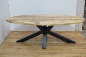 Modern Industrial Style oval Mango <b>Wood</b> top <b>Dining</b> <b>Table</b> with Spider Metal Base <b>Rustic</b> Industrial <b>table</b> hotel restaurant home - Product Image 5